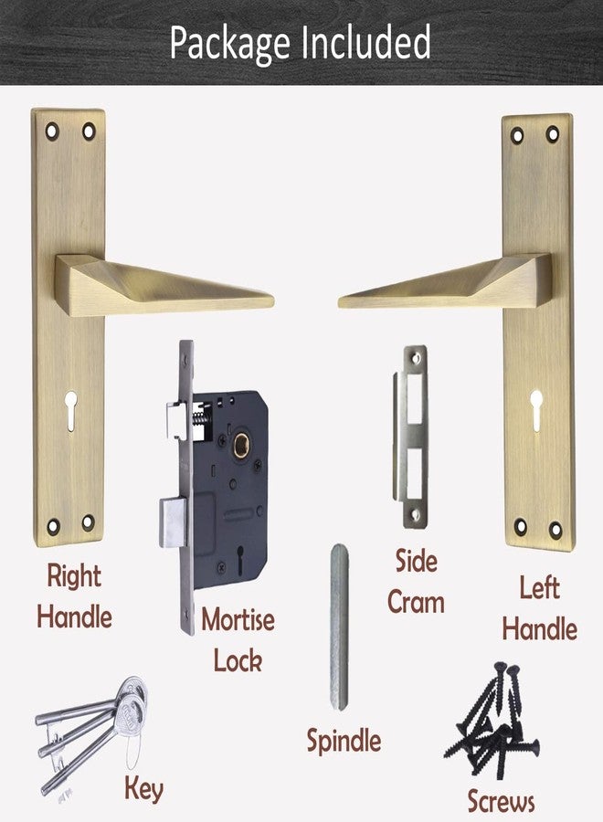 Atom Heavy Duty Mortise Door Lock for Bedroom, Living Room, Main Door, Brass Antique Finish | 3 Keys | 6 Lever Double Stage Lockset for House Hotel Office(802KY) - Image 2